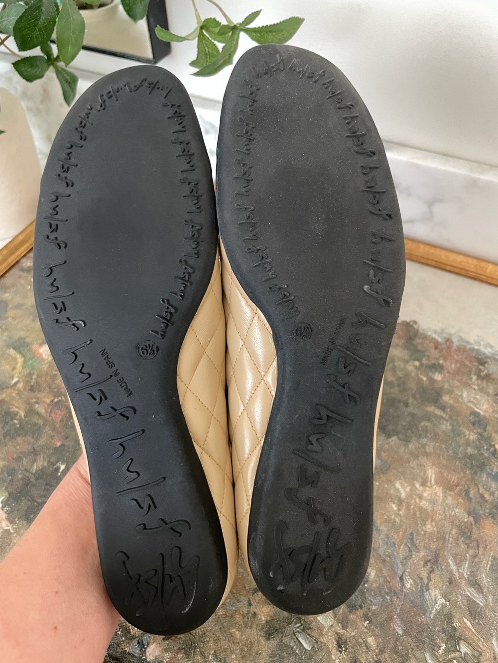 French Sole FS‎ / NY Ballet Flats Size 6.5 Beige Black Cap Toe - Picture 7 of 9